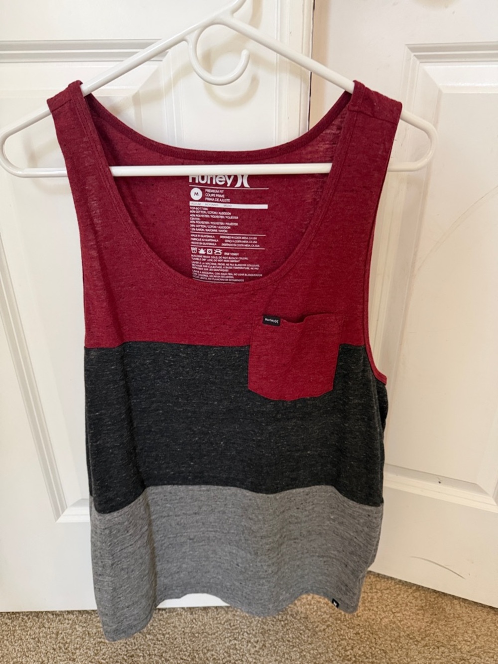 Hurley Maroon and Gray Colorblock Tank Top